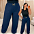 Calça Pantalona Cinto Vip Azul Marinho Plus Size - Imagem 1