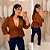 Blusa Manga Lana Batinha Marrom Plus Size - Imagem 1