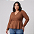 Blusa Manga Longa Pamela Bata Marrom Plus Size - Imagem 1