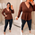 Blusa Manga Longa Pamela Bata Marrom Plus Size - Imagem 3