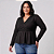 Blusa Manga Longa Pamela Bata Preto Plus Size - Imagem 1