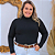 Blusa Manga Olivia Gola Alta Preta Plus Size - Imagem 1