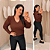 Blusa Manga Ariane Gola V Marrom Plus Size - Imagem 1