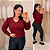 Blusa Manga Ariane Gola V Vinho Plus Size - Imagem 1