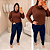 Blusa Manga Lorrana Gola Boba Marrom Plus Size - Imagem 2