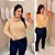 Blusa Manga Lorrana Gola Boba Bege Plus Size - Imagem 1