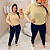 Blusa Manga Lorrana Gola Boba Bege Plus Size - Imagem 2