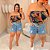 Cropped Tomara que Caia Elastex Geo Azul Laranja Plus Size - Imagem 3