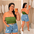 Cropped Tomara que Caia Elastex Verde Plus Size - Imagem 1