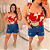 Cropped Elastex Alça Vermelho e Off Plus Size - Imagem 1