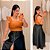 Cropped Corino Flavia Caramelo Babado Plus Size - Imagem 1