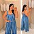 Macacão Pantalona Iria Petróleo Listra Plus Size - Imagem 1