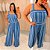 Macacão Pantalona Iria Petróleo Listra Plus Size - Imagem 4