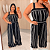 Macacão Pantalona Iria Preto Listra Plus Size - Imagem 2