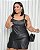 Cropped Priscila Corselet Corino Preto Plus Size - Imagem 1