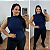 Blusa Alana Garrafinha Modal Azul Marinho Plus Size - Imagem 1