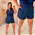 Short Alfaiataria Lia Risca de Giz Azul Plus Size - Imagem 3