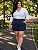 Short Alfaiataria Lia Risca de Giz Azul Plus Size - Imagem 1