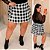 Short Saia Babi Xadrez Branco Plus Size - Imagem 1
