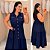 Vestido Nanda Botão Azul Marinho Plus Size - Imagem 1