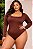 Body Manga Suplex Gisela Marrom Plus Size - Imagem 1