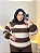 Blusa Manga Listra Modal Marrom Plus Size - Imagem 1