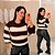 Blusa Manga Listra Modal Marrom Plus Size - Imagem 1