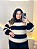 Blusa Manga Listra Modal Preto Plus Size - Imagem 1