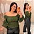 Cropped Elastex Manga Ive Verde Plus Size - Imagem 1