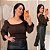 Cropped Elastex Manga Ive Marrom Plus Size - Imagem 1