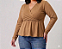 Blusa Manga Longa Pamela Marrom Claro Plus Size - Imagem 1