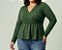 Blusa Manga Longa Pamela Verde Plus Size - Imagem 1