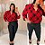 Blusa Manga Botão Sabrina Vermelha Xadrez Plus Size - Imagem 3
