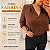Blusa Manga Botão Sabrina Vermelha Xadrez Plus Size - Imagem 2