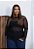 Blusa Tule Manga Longa Preta Plus Size - Imagem 1