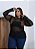 Blusa Tule Manga Longa Preta Plus Size - Imagem 2