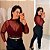 Blusa Tule Manga Longa Vinho Plus Size - Imagem 1