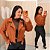 Jaqueta Fabi Marrom Claro Suede Plus Size - Imagem 1