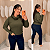 Blusa Manga Lorrana Gola Boba Verde Militar Plus Size - Imagem 1