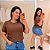T shirt Básica Lisa Marrom Plus Size - Imagem 1