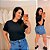 T shirt Básica Lisa Preta Plus Size - Imagem 1