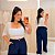 Cropped Manga 3/4 Luna Branco Plus Size - Imagem 1