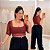 Cropped Manga 3/4 Luna Vinho Plus Size - Imagem 1