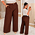 Calça Pantalona Risca De Giz Marrom Plus Size - Imagem 1