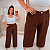 Calça Pantalona Risca De Giz Marrom Plus Size - Imagem 4