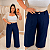 Calça Pantalona Risca De Giz Azul Marinho Plus Size - Imagem 4