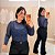Body Manga Renda  Manu Azul Marinho Plus Size - Imagem 1