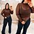 Body Manga Renda Manu Marrom Plus Size - Imagem 4