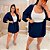 Conjunto Kimono Short Saia Azul Marinho Plus Size - Imagem 4