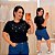 T shirt Bordada Coração Analu Preta Plus Size - Imagem 1